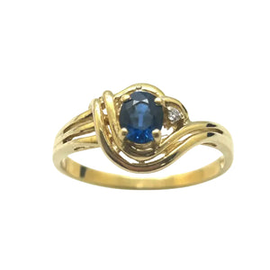 Bague Or Jaune avec Diamants et Saphir