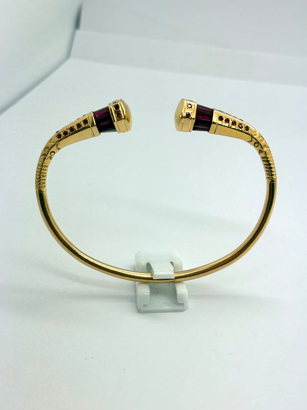 Jonc Bracelet Or Jaune avec Rubis - 18 carats