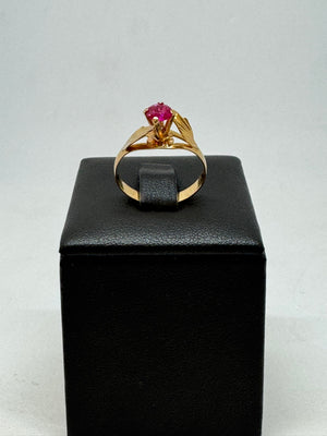 Bague Solitaire en Or Jaune 18K avec Oxyde de Zirconium