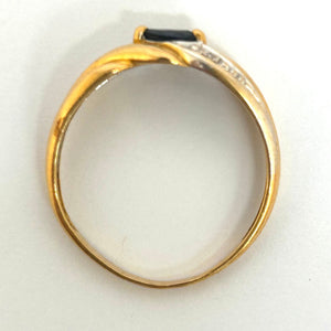 Bague Saphir Diamantée Or Jaune/Blanc 18K