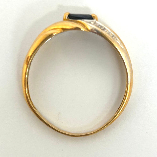 Bague Saphir Diamantée Or Jaune/Blanc 18K
