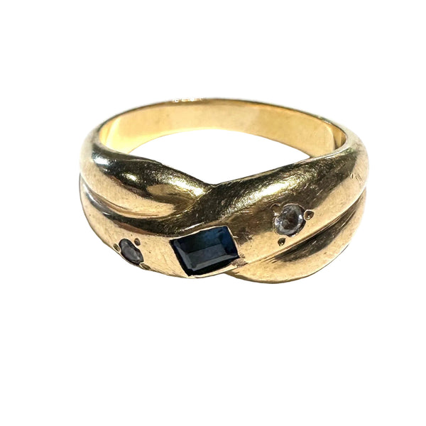 Jonc en Or Jaune avec Saphir et zircon