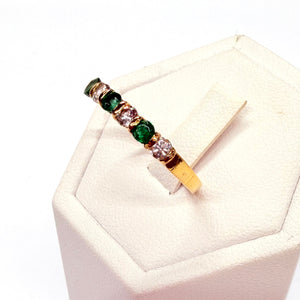 Bague or jaune 18k avec émeraude et zircon