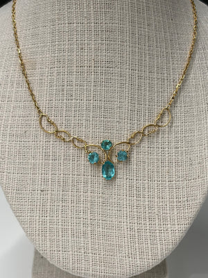 Collier Princesse en Or Jaune 18K avec 4 Zirconium