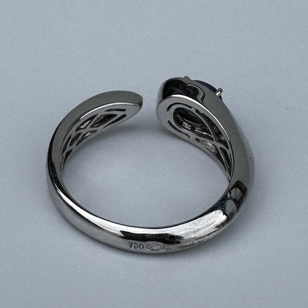Bague saphir et diamants en or blanc 18K Taille-54