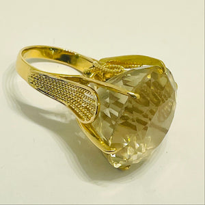 Solitaire en Or jaune 18K citrine - Taille 52 - 10G