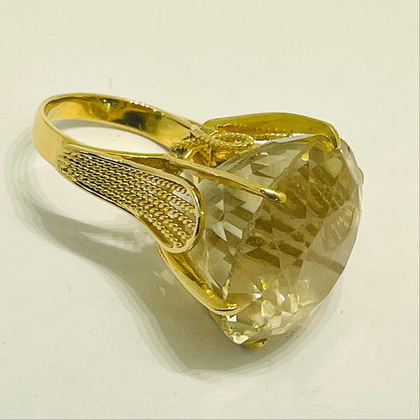 Solitaire en Or jaune 18K citrine - Taille 52 - 10G