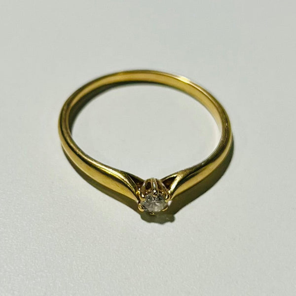 Solitaire en Or Jaune Diamants 18k - 2.46 Grs - Taille 60
