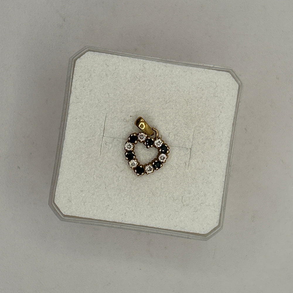 Pendentif Médaille en Or Jaune 18K avec Saphirs et Zirconium