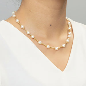 Collier Ras du Cou en Or 18K avec Perles - 43cm - 15.75gr