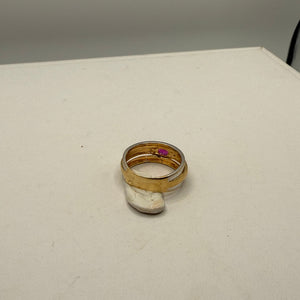 Bague en Or Jaune, Or Blanc 18K avec Diamants et Rubis 3.89 Grs Taille 54