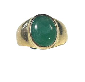 Bague en Or Jaune 18k avec Jade - T53