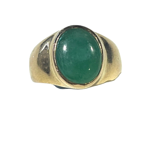 Bague en Or Jaune 18k avec Jade - T53