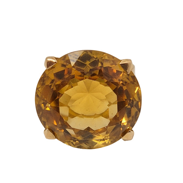 Bague en Or Jaune 18K avec citrine 11.05 Grs - Taille 46