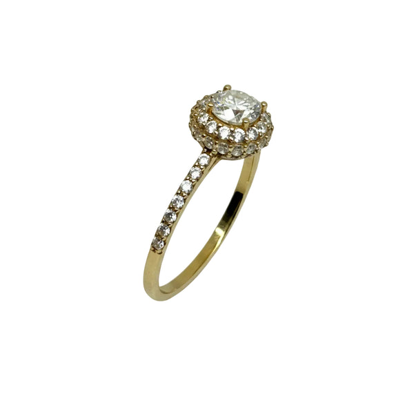 Solitaire en Or Jaune 18k et Oxyde de Zirconium