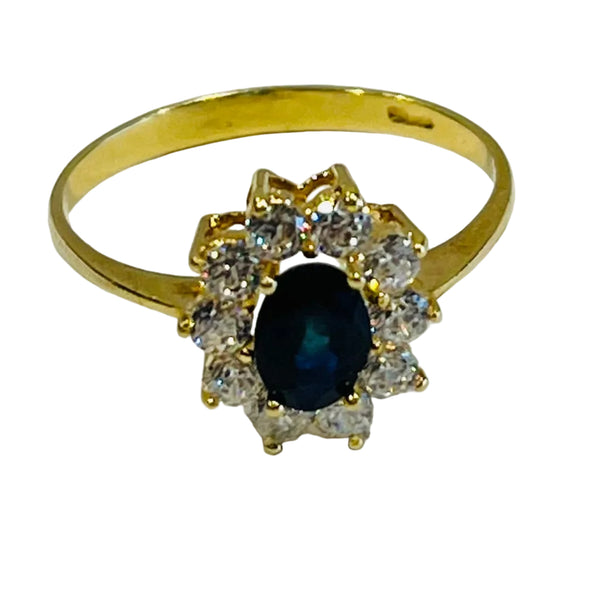 Bague Marguerite Or Jaune avec pierres précieuses 18K - 2.31Grs - T59