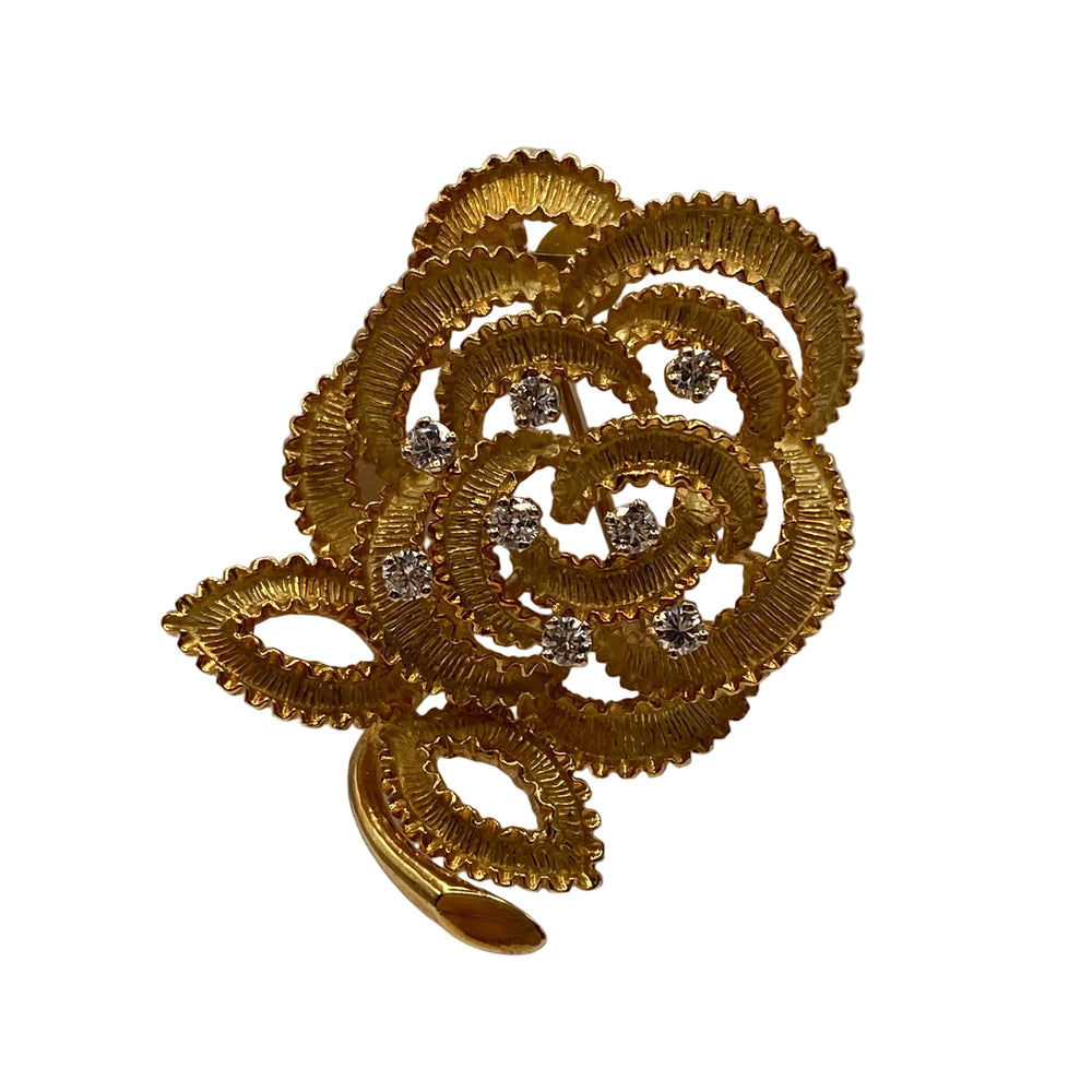 Pendentif broche en Or jaune 18K avec diamants 3mm