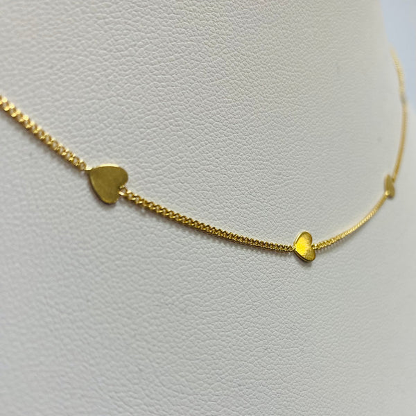 Collier Ras du Cou en Or Jaune 18K motif à coeur