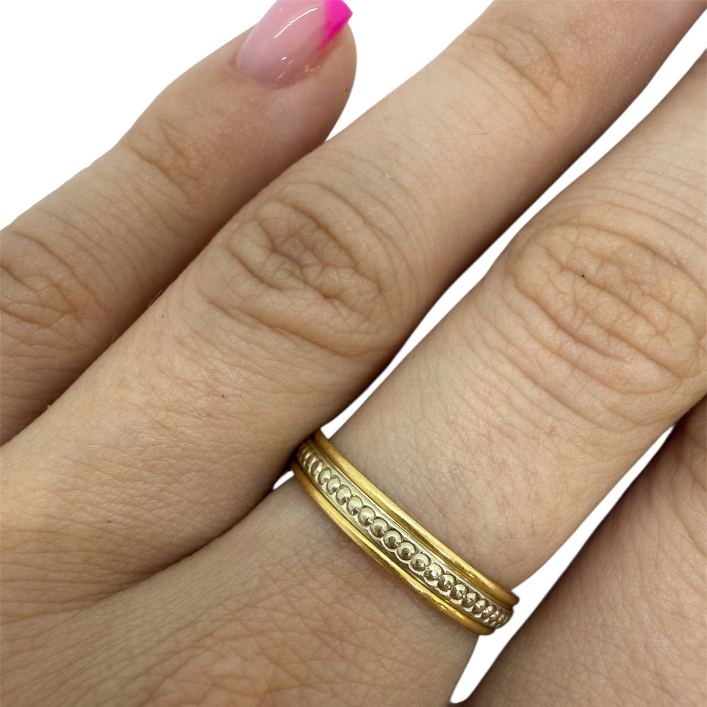 Alliance en or jaune et blanc 18K, Taille-53/54