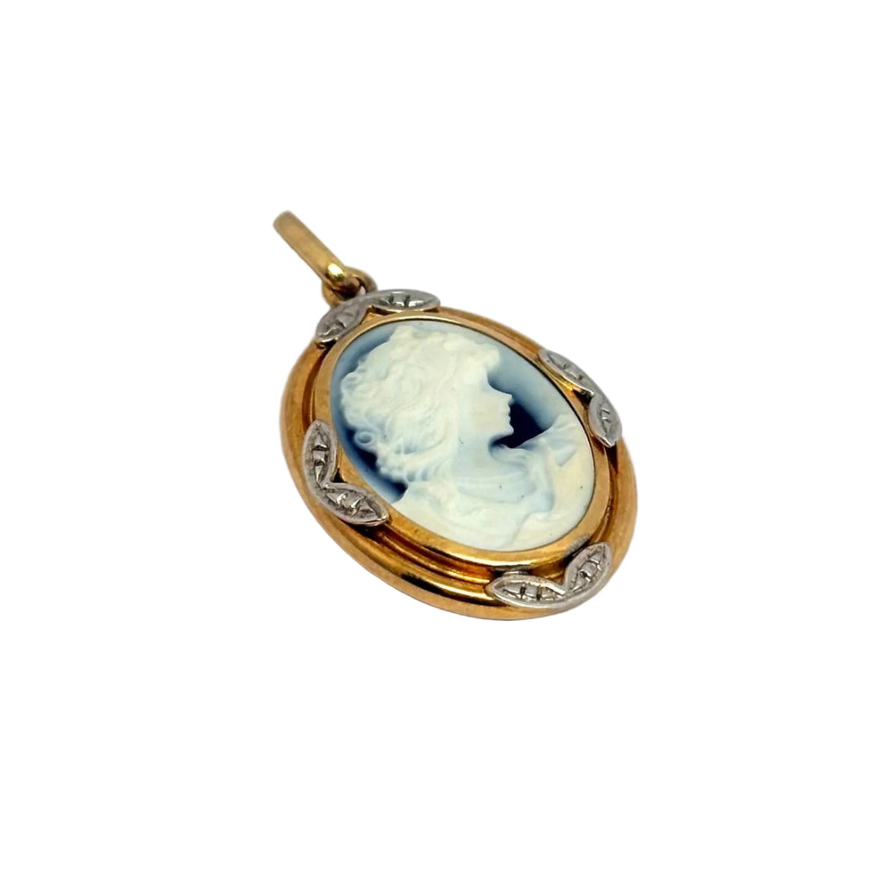 Pendentif Médaille en Or Jaune et Or Gris 18 K
