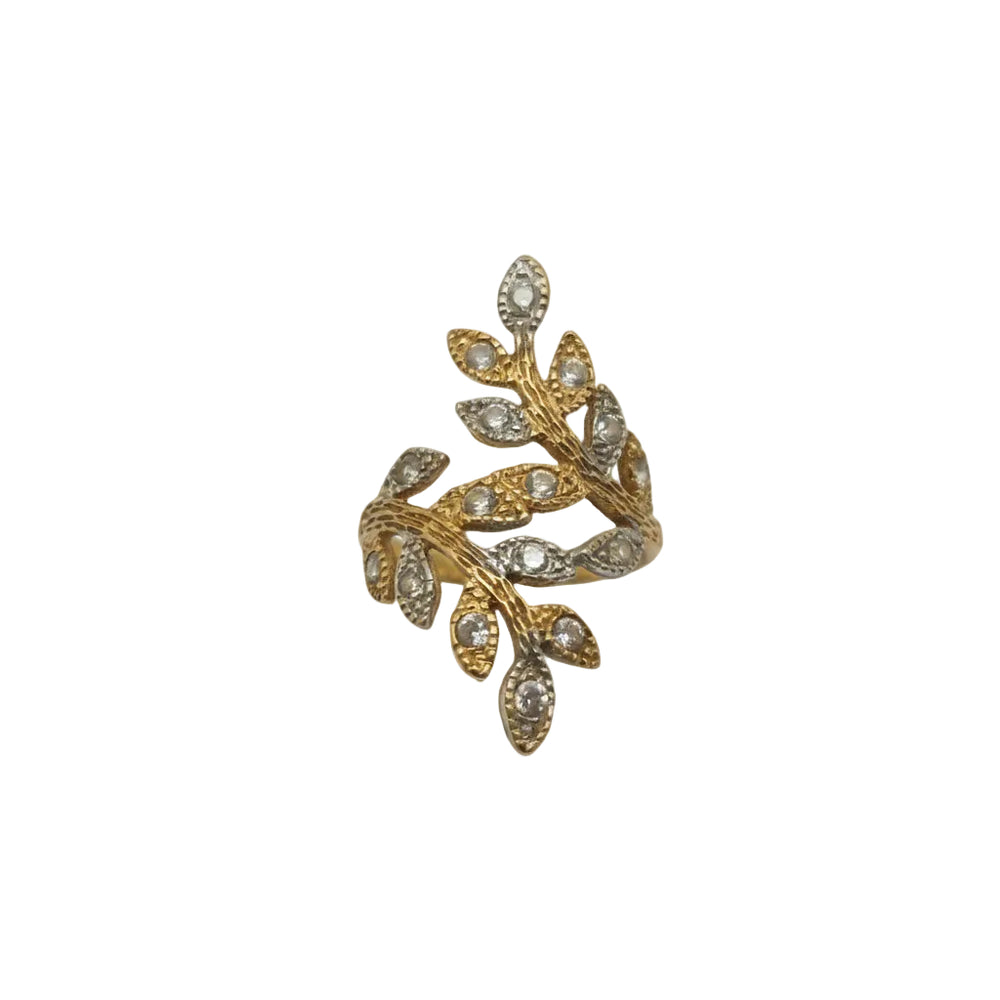 Bague en Or jaune et blanc avec oxydes de Zirconium