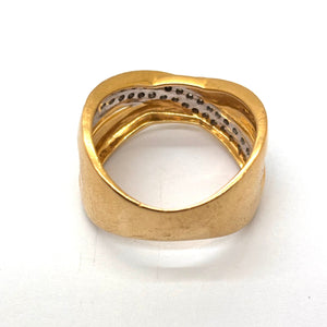 Bague en Or jaune 18K - 38 diamants - Taille 53 - 6.10g