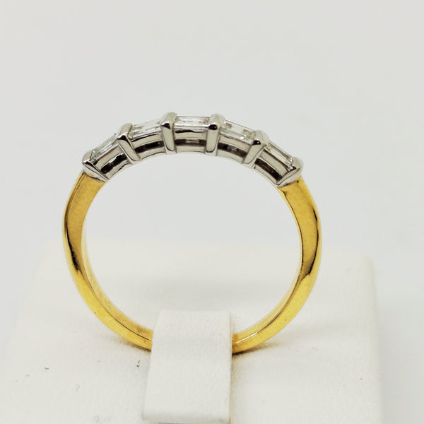 Bague en Or Jaune 18K avec Diamants - Taille 54 - 2.73g