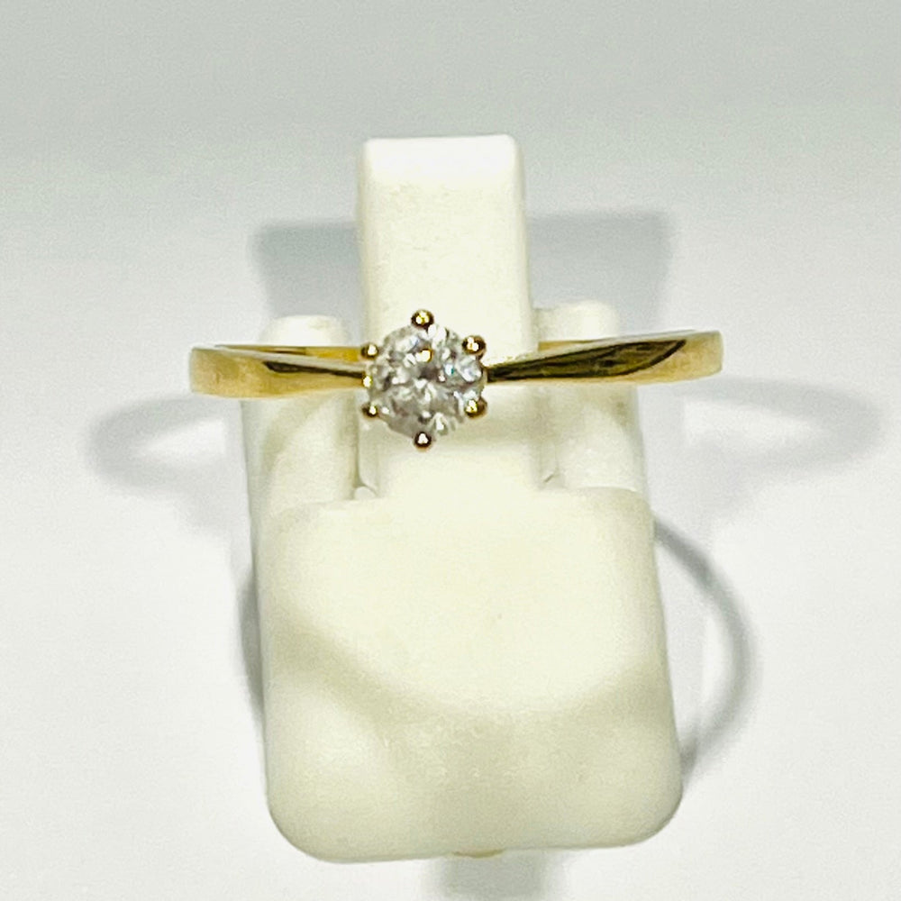 Bague Solitaire en Or Jaune 18 K - Taille 56
