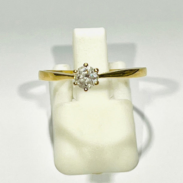 Bague Solitaire en Or Jaune 18 K - Taille 56 - 1.05 G