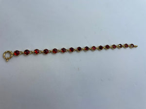 Bracelet en or 18 carats avec grenats incrustés - 18.5 Cm