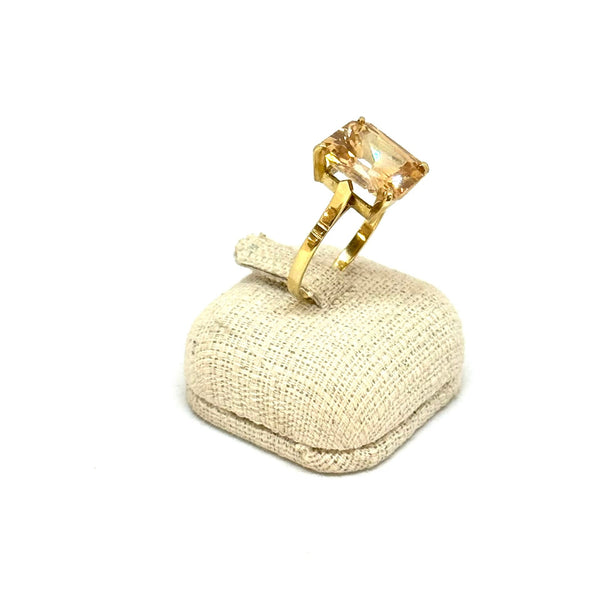 Bague Solitaire Or Jaune 18 Carats, Oxyde de Zirconium