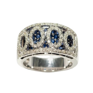 Bagues en or blanc avec diamants et saphir 18