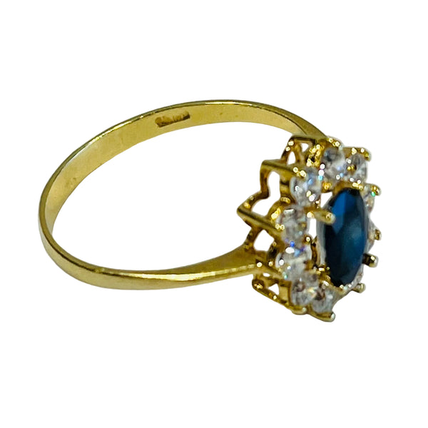 Bague Marguerite Or Jaune avec pierres précieuses 18K - 2.31Grs - T59