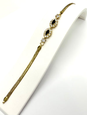 Parure 18K Collier, Bracelet et Boucles d'oreille Saphirs et Zirconiums