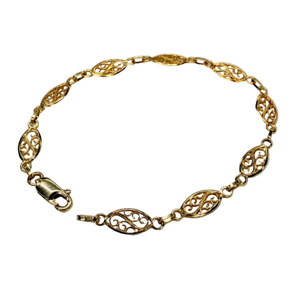 Bracelet maille filigrane en or jaune 18k - 18cm - 4.48gr