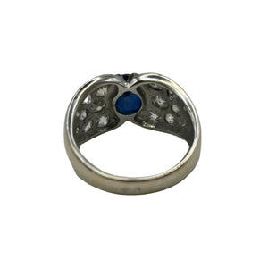 Bague en Or Blanc avec Saphir et Diamants 18k