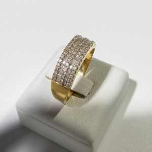 Bague Demi Tour en Or Jaune et Diamants 18K - 5.06G - Taille 59