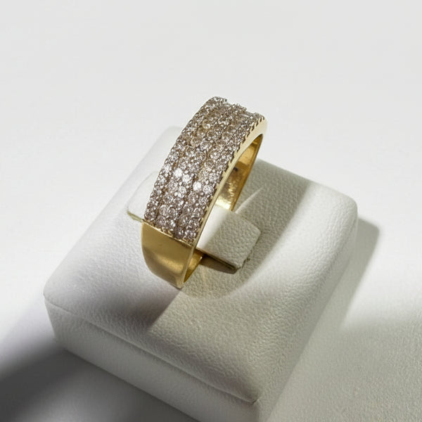 Bague Demi Tour en Or Jaune et Diamants 18K - 5.06G - Taille 59