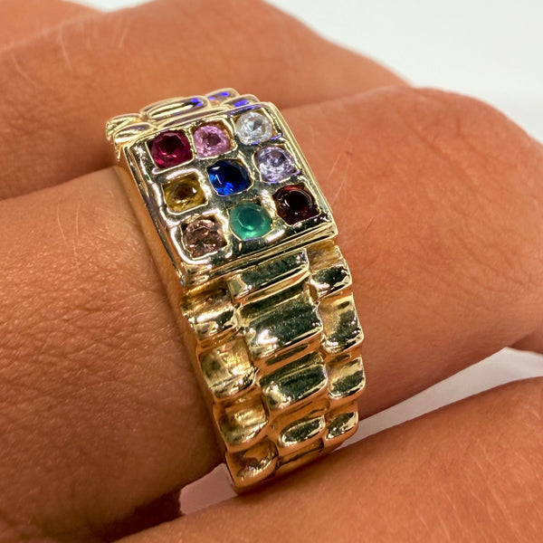 Bague 9 Planètes Or Jaune 18k - Taille 60