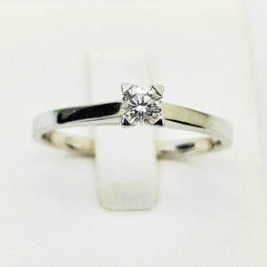 Solitaire en Or Blanc 18K Diamants- Taille 57 - 2.8G