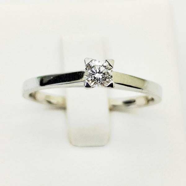 Solitaire en Or Blanc 18K Diamants- Taille 57 - 2.8G