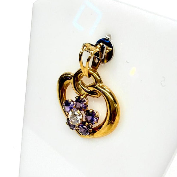 Pendentif Coeur Fleur en Or Jaune 18K - 1.31g