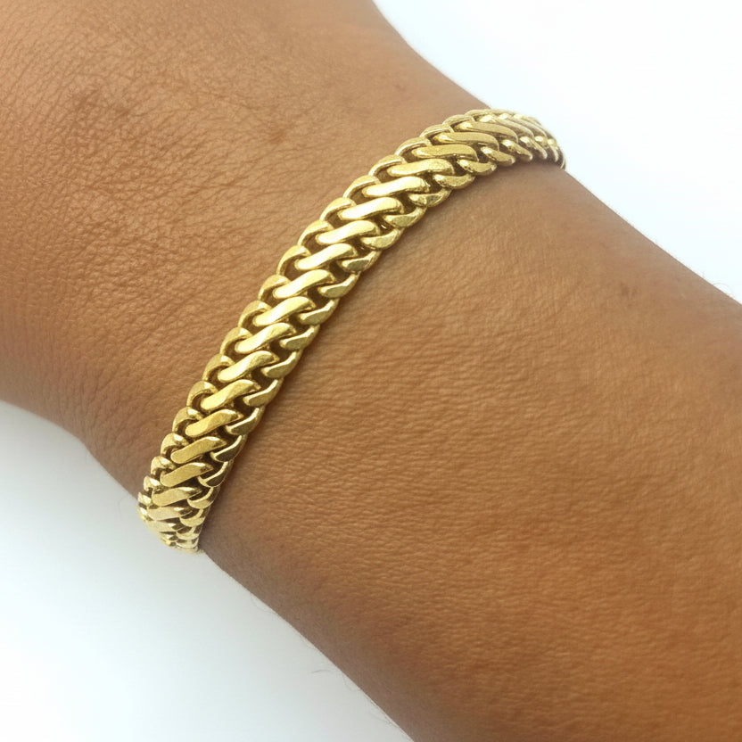 Bracelet Gourmette en Or Jaune Maille Anglaise 18K