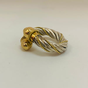 Bague en Or Jaune et Argent 18 K - T 48 -50