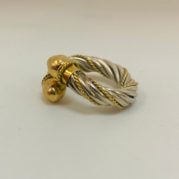 Bague en Or Jaune et Argent 18 K - T 48 -50