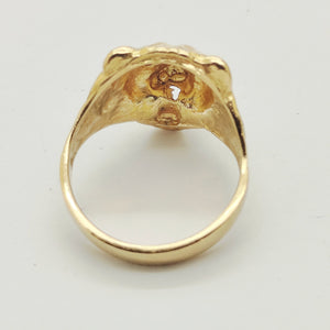 Bague Chevalière Or Jaune 18 Carats avec Rubis