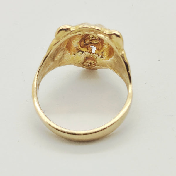 Bague Chevalière Or Jaune 18 Carats avec Rubis