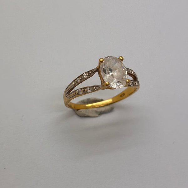 Bague Empierrée en Or Jaune 18 Carats - Taille 50
