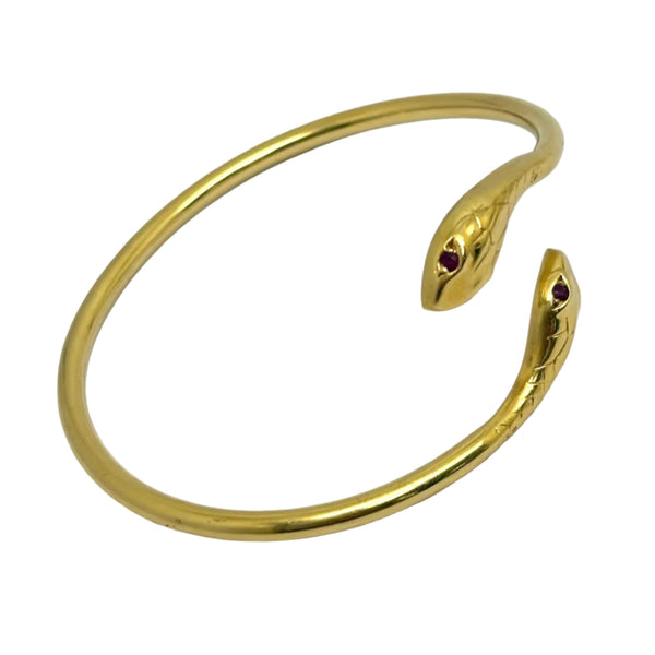 Bracelet Jonc en or jaune avec 4 Rubis 18 K - 10.71 Grs