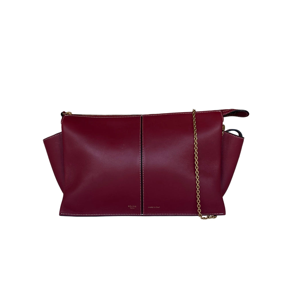 Sac à main Céline Trifold en cuir rouge